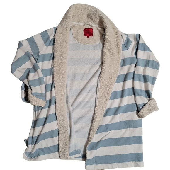 Victoria's Secret Large Blue and White Striped Robe With Pockets 990 - Picture 3 of 9